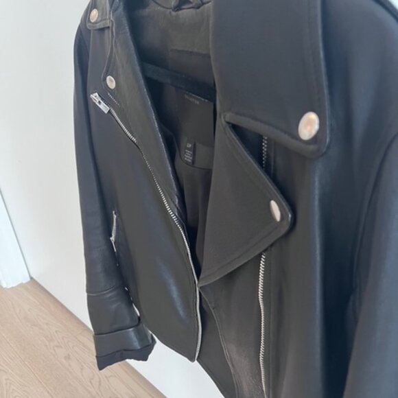 Club Monaco Black Leather Jacket - Picture 3 of 4